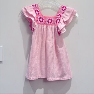 Zara - Pink Dress With Blue and Pink Crochet Details Size 4T